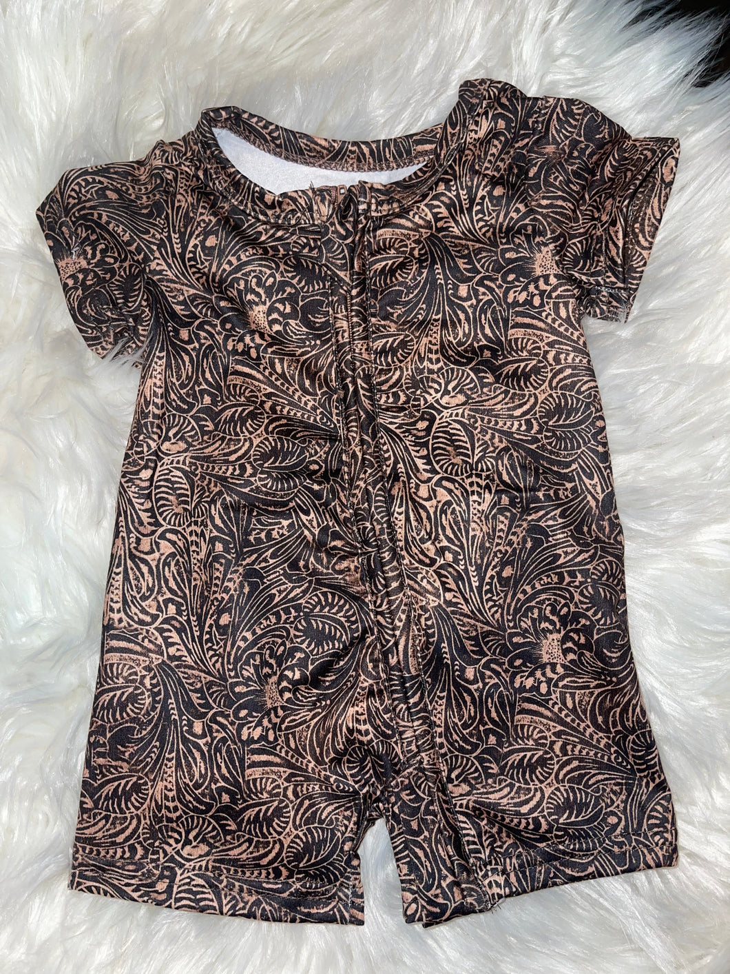 Tooled Leather Short Romper